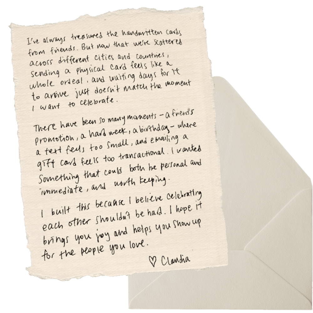 Handwritten testimonial note